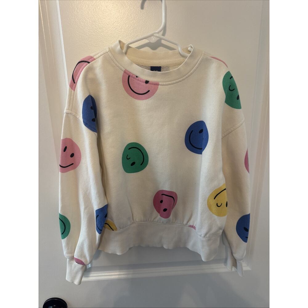 Old Navy Kids Crew-Neck Graphic Sweatshirt Colorful Smile Faces Size M 8